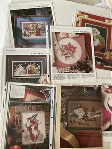 Cross Stitch Christmas Patterns Lot of 7 Magazine Clippings Leisure Arts New - Picture 1 of 8