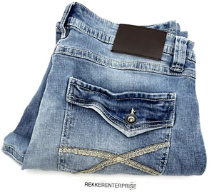 TK AXEL Men's Slim Boot Stretch Distressed Blue Jeans W32 x L32 #WEARHARDER - Picture 1 of 8