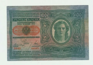 100 crowns 2.1.1912 no.3595-48994 German Austria Eiamaya - Picture 1 of 5