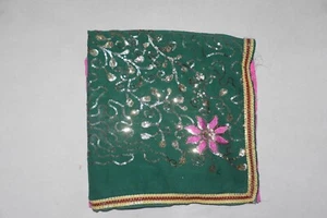 Vintage indischer Georgette Dupatta Perlen Handstickerei Schal Schleier Stola Hijab - Bild 1 von 6