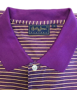 Bobby Jones Players Polo Golf Shirt Men's size M Violet/Cream stripe - Picture 1 of 11