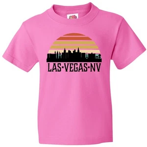 Inktastic Las Vegas Nevada Skyline Retro Youth T-Shirt Cities Trip Tee Kids Teen - Picture 1 of 8