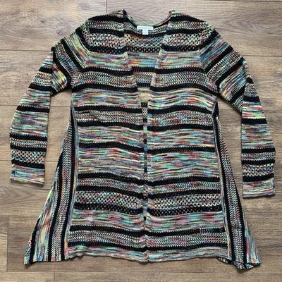 John Paul Richard Women's Sz Large Open Front Knit Rainbow Stretchy Cardigan - Image 1 of 4