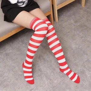 Medias a rayas sobre la rodilla calcetines para mujer de moda calcetines por encima de la rodilla - Imagen 1 de 11