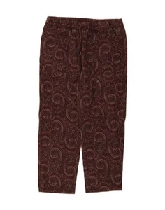 ZARA Womens High Waist Casual Trousers Large W30 L26 Burgundy Paisley BL11 - Picture 1 of 3