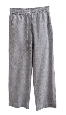 Pantalones Talbots Mezcla de Lino Gris y Blanco Tictac Rayas Pierna Ancha Tobillo 4 NUEVO Foto 1 de 4