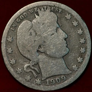 1909-D Denver Mint Silver Barber Quarter - Picture 1 of 2