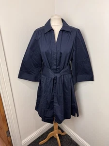 Me+Em Cotton Poplin Swing Dress + Belt Navy UK 14 City Dress New With Tags - Picture 1 of 12