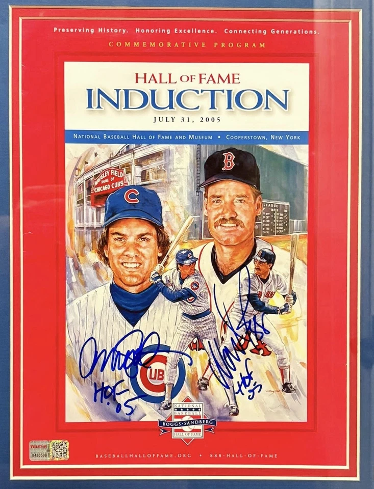 Ryne Sandberg Wade Boggs Dual Signed 2005 Hall Of Fame Program Tristar Framed - Image 1 of 4