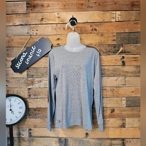 Lauren Ralph Lauren Damen graues Hemd mit braunen Wildlederimitat Patches Gr. L/XL - Bild 1 von 16