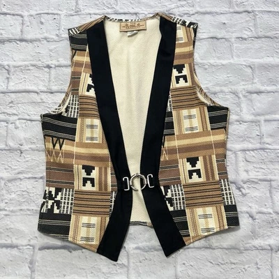 全新 Frontier 女式背心中号阿兹特克西南美国制造棕色黑色棕褐色 — 第 1/4 张图片