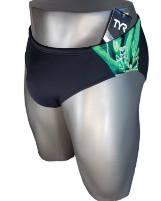 Calzoncillo de corredor TYR negro con empalme verde para hombre talla 32 Foto 1 de 4