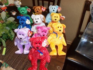 10 TY BEANIE BABYS KOMPLETTSATZ ZUM 10-JÄHRIGEN JUBILÄUM IN VITRINE - Bild 1 von 5