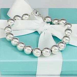 8.25" Tiffany HardWear Ball Bracelet Sterling Silver 10mm Bead - Picture 1 of 7