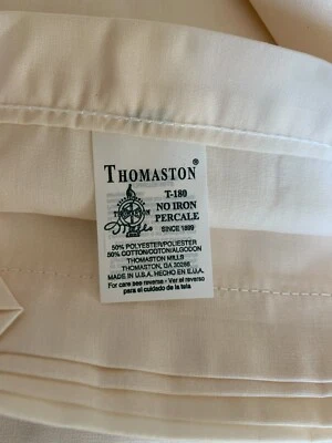 NUEVO THOMASTON T-180 SIN PERCAL DE HIERRO en Hueso Doble Hoja Plana 66 x 104" EE. UU. Foto 1 de 4