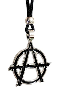 Anarchy Pendant Black Enamel Revolution Anti-establishment Punk Biker Necklace - Picture 1 of 17