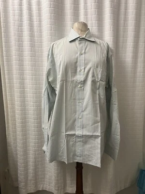 Paul Stuart Men Blue White & Green PinStripes Cotton Dress Shirt SZ 15.5 /35 - Image 1 of 4