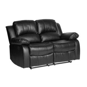 Homelegance Loveseat 62.5" Armrests Tab Pull Reclining Motion Faux Leather Black - Picture 1 of 7