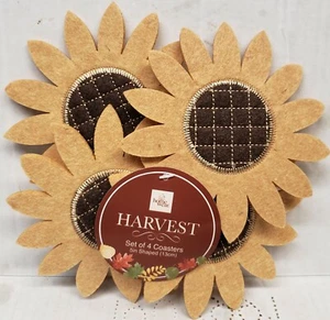 Set of 4 Same Felt Coasters, 5" x 5", FALL, AUTUMN, HARVEST, SUNFLOWERS, HW - Picture 1 of 15