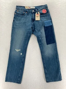 Levi's Boys 511 Size 16 Reg Slim Fit Straight Leg Jeans Medium Wash Blue Patches - Picture 1 of 12