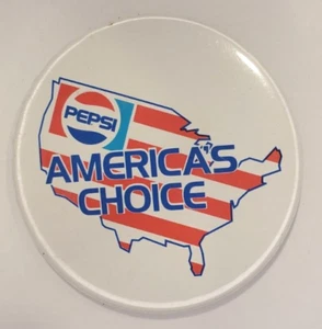 Vintage 80s Pepsi Three Inch Pinback Button  Americas Choice - Picture 1 of 3