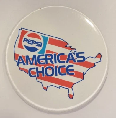 Vintage 80s Pepsi Three Inch Pinback Button  Americas Choice - Image 1 of 3