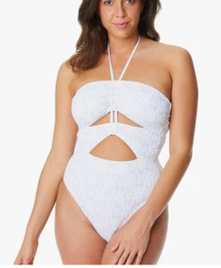 Jessica Simpson Women's Textured Printed One-Piece Swimsuit Grey Size S   7341 - Picture 1 of 2