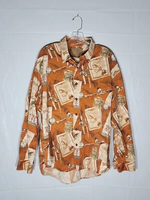 Camisa Clearwater Outfitters Naranja/Marrón Pez Abotonada Manga Larga Hombres XL Foto 1 de 4