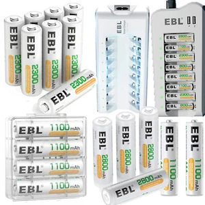 EBL AAA AA Ni-MH Rechargeable Batteries / 8-Bay Fast Charging Battery Charger - Picture 1 of 42