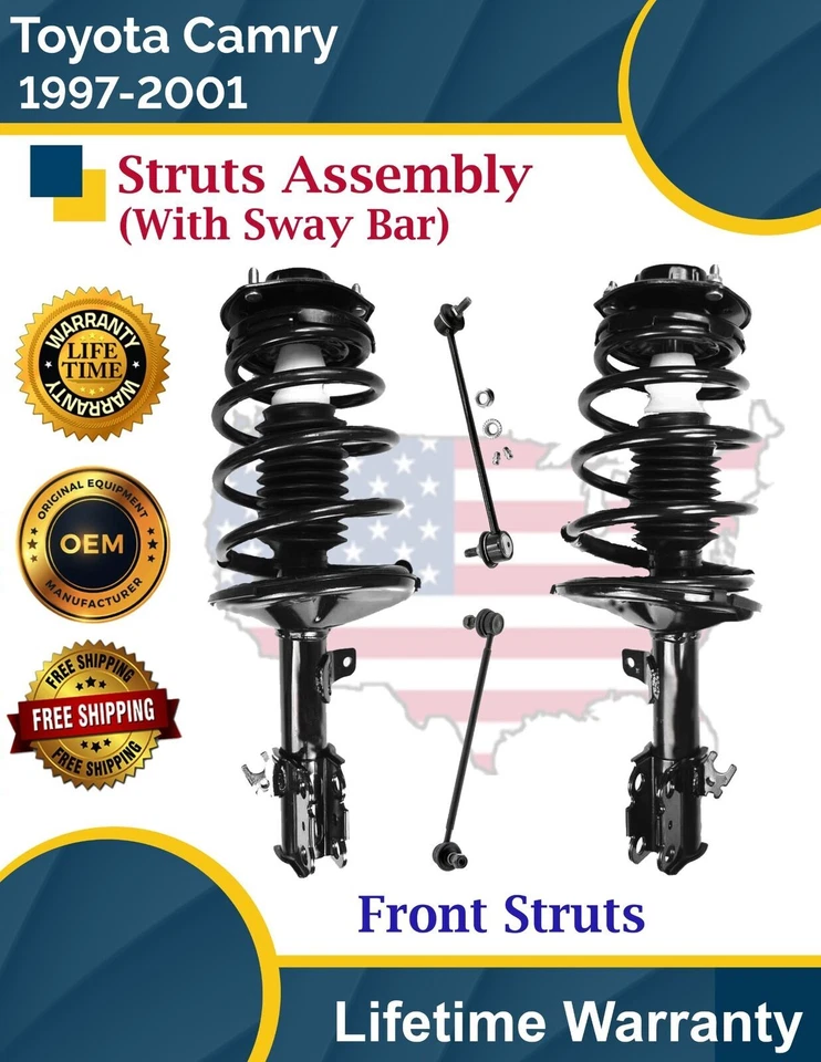 Nuevos puntales delanteros OE con barra estabilizadora para Toyota Camry 1997-2001 garantía de por vida Foto 1 de 4