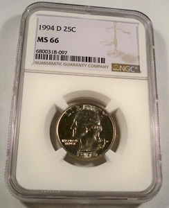 1994-D NGC MS66 WASHINGTON QUARTER 25c MS 66 - Picture 1 of 4