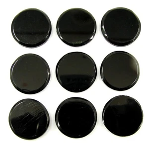39.00 Ct Natural Black Onyx Gemstone 14 mm Flat Cabochon 9 Pcs Stone Lot - 1400 - Picture 1 of 2