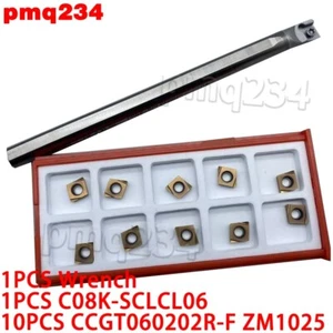 SOLID CARBIDE C08K-SCLCL06 INDEXABLE LATHE BORING BAR 8 MM SHANK + CCGT060202R-F - Picture 1 of 4