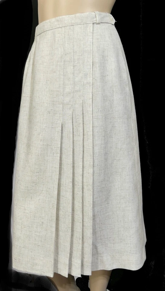 Falda midi vintage años 70 Rockabilly Evan picónica plisada de lino envolvente S Foto 1 de 4