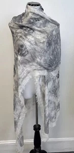 Alexander McQueen Skull Scarf White Gray Square eyelash fringe - Picture 1 of 5
