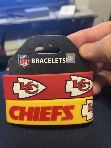 Kansas City Chiefs Rubber Wristband Bracelet Set Of 2 NFL Cover