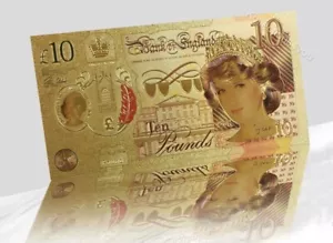 Prinzessin DIANA 10 Pfund Gold Folierte Banknote Die Volksprinzessin - Bild 1 von 3
