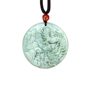 Jade Dragon Pendant Necklace Natural Chinese Talismans Green Charms Jewelry - Picture 1 of 6