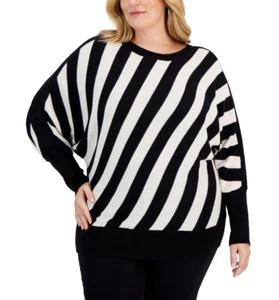 Suéter Anne Klein Manga Dolman Negro/Blanco Talla Grande 3X 3742 - Imagen 1 de 1