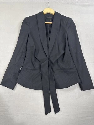 Donna Karan Black Pinstripe Front Tie Blazer Womens Size 2 Lush Life NWT - Image 1 of 4
