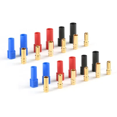 XT150 6MM Bullet Connector Male/Female 60A Lipo Battery Plug Set Red/Black/Blue - Image 1 of 4