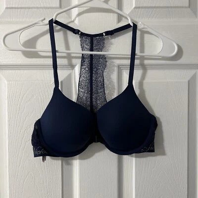 Sujetador Victoria’s Secret para mujer 34C azul encaje logotipo correas con aros push-up Foto 1 de 4