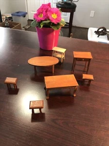Lot Of 7 Doll wooden  Tables And Side Tables - Picture 1 of 5