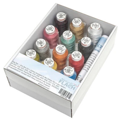 Gunold Poly Sparkle Miniking Stickgarn Box 12 Farben 1000m  Maschinenstickgarn - Bild 1 von 4