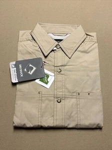 Dri Duck Fishing Shirt Mens Small Brown Short Sleeve Vented Water Resistant New - Picture 1 of 8