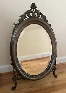 Antique 1800’s Silver Plate Dresser Vanity Mirror Signed Norblin Warszawa Poland - Picture 1 of 14