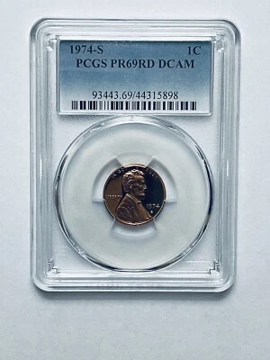 1974-S Lincoln Memorial Reverse Cent PCGS PR69RD DCAM - Image 1 of 4