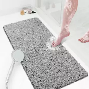Shower Mat Bathtub Mat Non-Slip,36X16 Inch, Soft Tub Mat with Drain,Pvc Loofah B - Picture 1 of 12