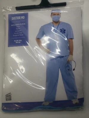 Doctor MD ~ 男式磨砂万圣节服装蓝色 ~ 2XL (48-52) — 第 1/4 张图片