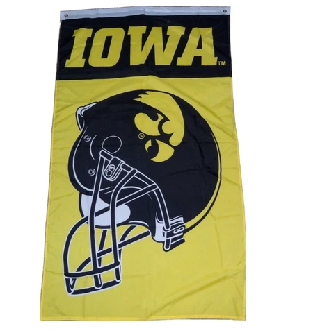 5' x 3'  Iowa Hawkeyes Football Helmet Decorative House Flag Banner Cover